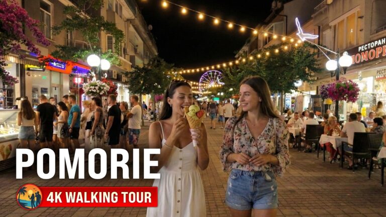 Beautiful Night Walk in Pomorie's Old Town – Bulgaria
